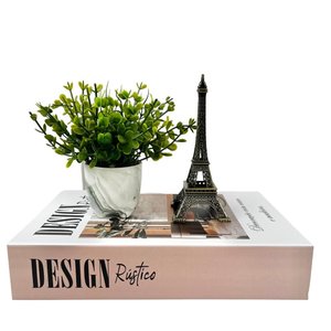 Kit Livro Porta Objetos + Vaso Marmorizado + Torre Eiffel