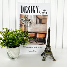 Kit Livro Porta Objetos + Vaso Marmorizado + Torre Eiffel - 2