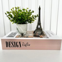 Kit Livro Porta Objetos + Vaso Marmorizado + Torre Eiffel - 4
