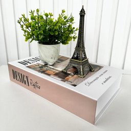Kit Livro Porta Objetos + Vaso Marmorizado + Torre Eiffel - 3