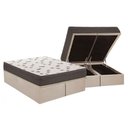 Ver imagem 1 de Cama Box Baú Queen: Colchão Espuma Ortobom D45 Light + Base CRC Suede Clean(158x198)
