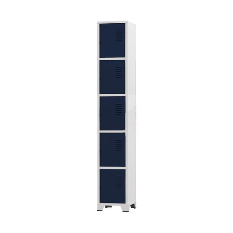 Armário Roupeiro de Aço 5 Portas para Vestiário Academia Azul Marinho com Chave