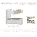 Ver imagem 4 de Armário de Cozinha Completa de Canto com Rodapé Veneza Multimóveis V2089 Branco/Dourado