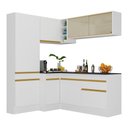 Ver imagem 1 de Armário de Cozinha Completa de Canto com Rodapé Veneza Multimóveis V2089 Branco/Dourado