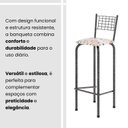 Ver imagem 5 de Kit com 2 Banquetas Tubular Iza 41cm x 36cm x 96 cm Prata/Bege