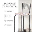 Ver imagem 7 de Kit com 2 Banquetas Tubular Iza 41cm x 36cm x 96 cm Prata/Bege