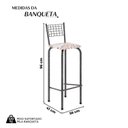 Ver imagem 3 de Kit com 2 Banquetas Tubular Iza 41cm x 36cm x 96 cm Prata/Bege