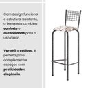 Ver imagem 5 de Kit com 2 Banquetas Tubular Iza 41cm x 36cm x 96cm Prata/Arabesco