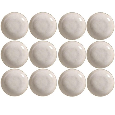 Jogo 12 Pratos Bio Latte Porto Brasil 22cm Fundo Rústico Off White Mesa Posta Jantar