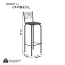 Ver imagem 3 de Kit com 2 Banquetas Tubular Iza 36cm x 41cm Prata/Preto