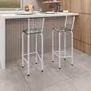 Ver imagem 2 de Kit com 2 Banquetas Tubular Iza 36cm x 41cm x 91cm Branco/Preto