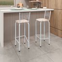 Ver imagem 2 de Kit com 2 Banquetas Tubular Iza 36cm x 41cm x 96cm Branco/Bege