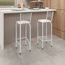Ver imagem 2 de Kit com 2 Banquetas Tubular Iza 36cm x 41cm 96cm Branco/Arabesco