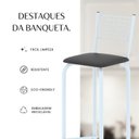 Ver imagem 7 de Kit com 2 Banquetas Tubular Iza 36cm x 41cm x 96cm Branco/Preto Liso