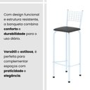Ver imagem 5 de Kit com 2 Banquetas Tubular Iza 36cm x 41cm x 96cm Branco/Preto Liso