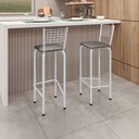 Ver imagem 2 de Kit com 2 Banquetas Tubular Iza 36cm x 41cm x 96cm Branco/Preto Liso