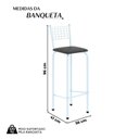 Ver imagem 3 de Kit com 2 Banquetas Tubular Iza 36cm x 41cm x 96cm Branco/Preto Liso