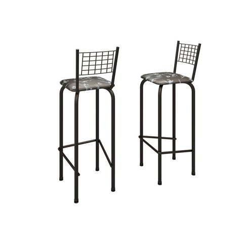 Kit com 2 Banquetas Tubular Iza 96x36x41 cm Preto