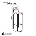 Ver imagem 3 de Kit com 2 Banquetas Tubular Iza 96x36x41 cm Preto/Bege