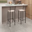 Ver imagem 2 de Kit com 2 Banquetas Tubular Iza 96x36x41 cm Preto/Bege