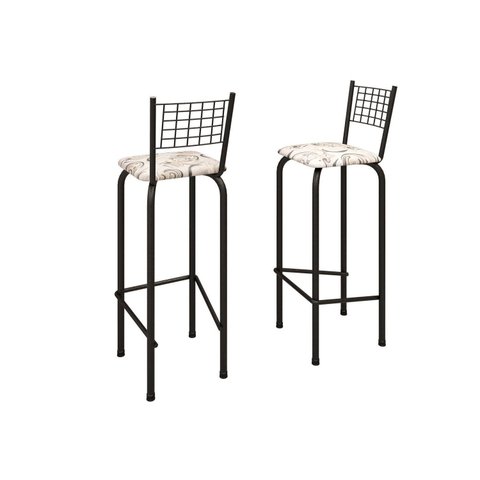 Kit com 2 Banquetas Tubular Iza 96x36x41 cm Preto