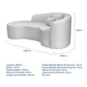 Ver imagem 3 de Recamier Curvo Orgânico 200cm 3 Lugares Lado Esquerdo para Sala de Estar Bouclé Londres Branco