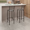 Ver imagem 2 de Kit com 2 Banquetas Tubular Iza 96x36x41 cm Preto/Liso