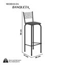 Ver imagem 3 de Kit com 2 Banquetas Tubular Iza 96x36x41 cm Preto/Liso