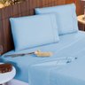 Jogo de Cama Queen 140 Fios Ponto Palito Azul Valle Enxovais 4 Peças - 1