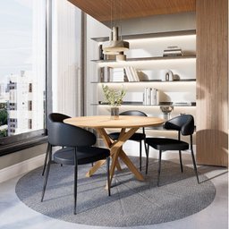 Conjunto Sala de Jantar Mesa Lisboa Madeira Maciça com 4 Cadeiras Bless - 1