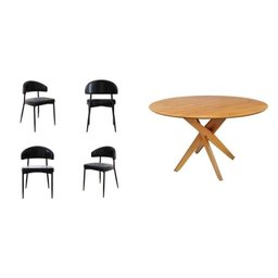 Conjunto Sala de Jantar Mesa Lisboa Madeira Maciça com 4 Cadeiras Bless - 2
