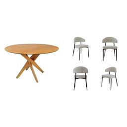 Conjunto Sala de Jantar Mesa Lisboa Madeira Maciça com 4 Cadeiras Bless - 2