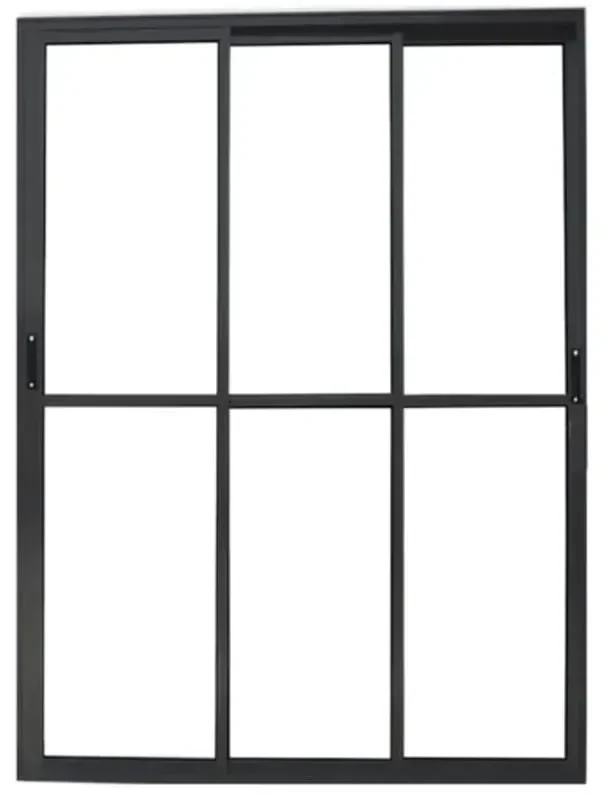 Porta de Correr 3 Folhas de Vidro Móveis com Trinco 2,10 X 2,00 Cor Preto Linha Econ - 1
