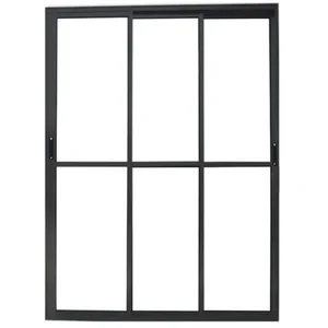 Porta de Correr 3 Folhas de Vidro Móveis com Trinco 2,10 X 2,00 Cor Preto Linha Econ