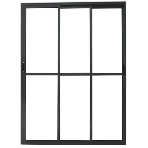 Porta de Aluminio Sacada 3 Folhas Móveis com Trinco Linha Leve:preto/2,10 X 2,00