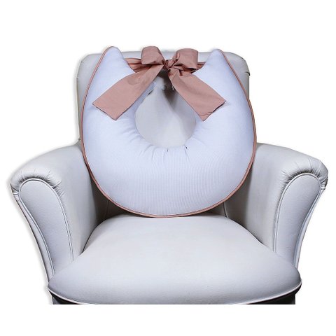 Almofada Amamentação com Laço - Branca com Rosê