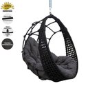 Ver imagem 5 de Balanço Ninho Suspenso Almofada Impermeável Cinza Corda Náutica Preta + Mola e Mosquetão