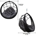 Ver imagem 4 de Balanço Ninho Suspenso Almofada Impermeável Cinza Corda Náutica Preta + Mola e Mosquetão