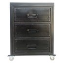 Ver imagem 2 de Gaveteiro / Mesa de Cabeceira Modelo Industrial de Ferro e Madeira - 3 Gavetas e 4 Rodízios - Preto