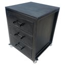 Ver imagem 5 de Gaveteiro / Mesa de Cabeceira Modelo Industrial de Ferro e Madeira - 3 Gavetas e 4 Rodízios - Preto