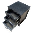 Ver imagem 3 de Gaveteiro / Mesa de Cabeceira Modelo Industrial de Ferro e Madeira - 3 Gavetas e 4 Rodízios - Preto