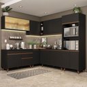 Ver imagem 1 de Armário de Cozinha Completa de Canto 452cm Preto Reims Madesa XA01