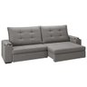 Sofá 4 Lugares com Porta Copos Retrátil e Reclinável França Luizzi 2,30m Suede Cinza - 1