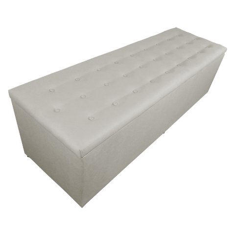 Calçadeira Recamier Baú Casal Super King 195cm Juliana Suede Bege