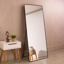 Espelho Grande Retangular com Moldura Metal Corpo Inteiro 170 X 70 Cm C/suporte de Chão - 1