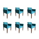 Ver imagem 1 de Kit 6 Poltronas Nina Estilo Retrô Tecido Suede Ideal para Sala de Estar - Azul Turquesa - Cor: Azul