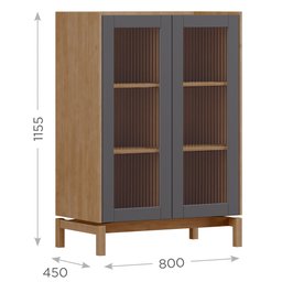 Cristaleira 2 Portas 115cm 100% Madeira Maciça Barcelona - 3