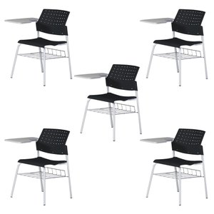 Kit 5 Carteiras Escolar Cadeira com Prancheta e Suporte para Livros Movie