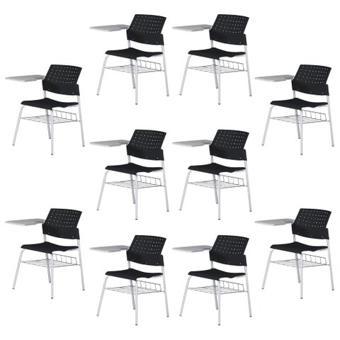 Kit 10 Carteiras Escolar Cadeira com Prancheta e Suporte para Livros Movie