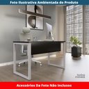 Ver imagem 2 de Mesa Escritório P25 Tub Pandin 120 Cm (larg) Tampo Mdp Preto Pé Aço Tubular Cinza